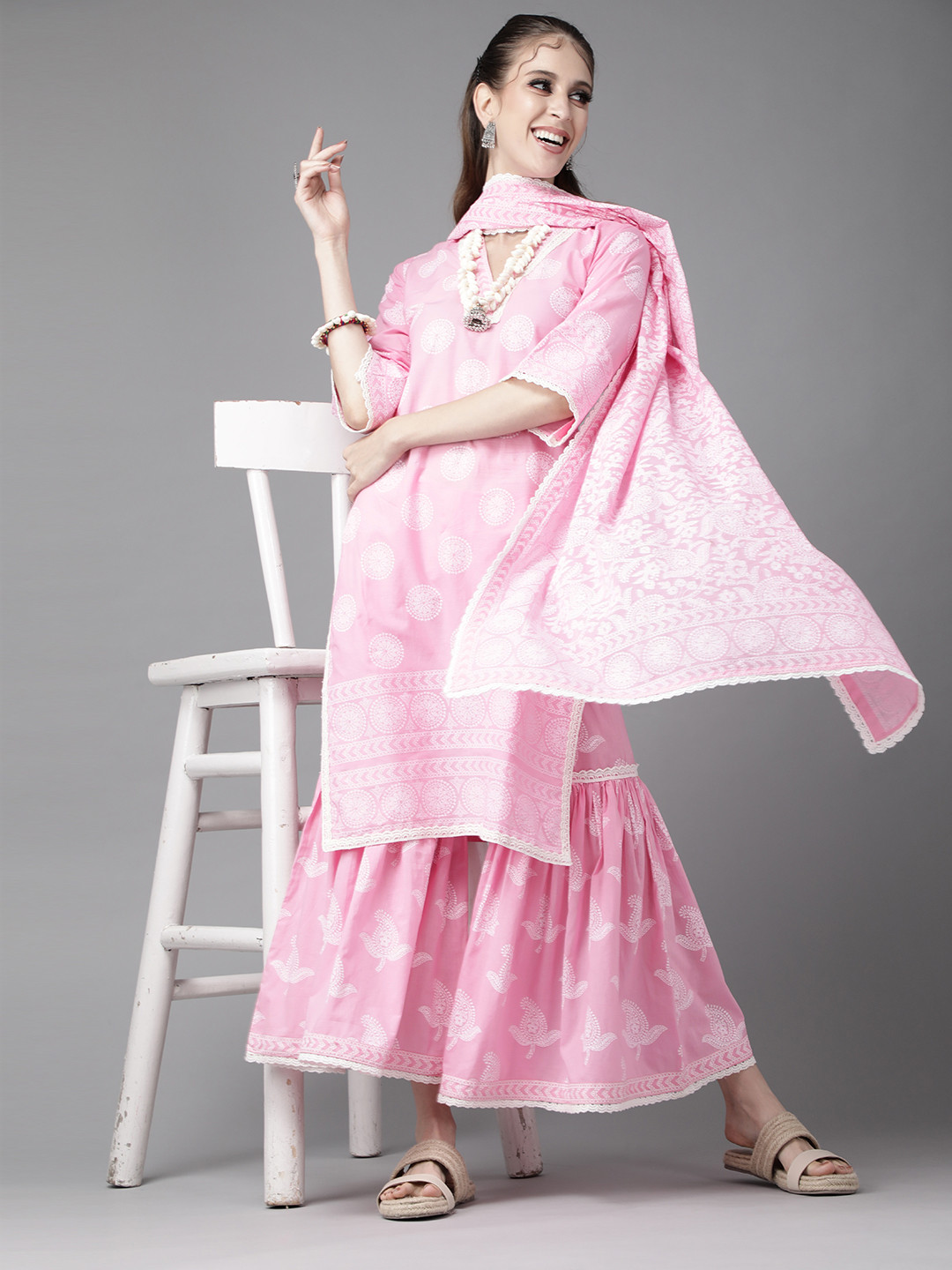 

Libas Ethnic Motifs Pure Cotton Kurta Set, Pink