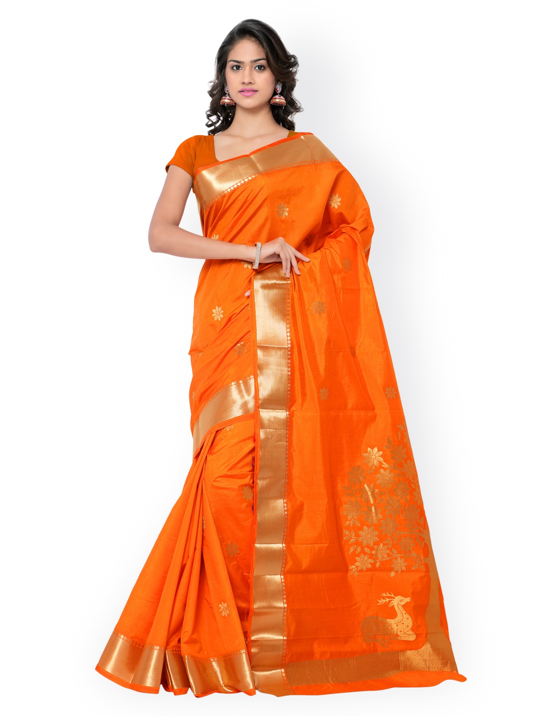 

Varkala Silk Sarees Orange Kanjeevaram Art Silk & Jacquard Traditional Saree