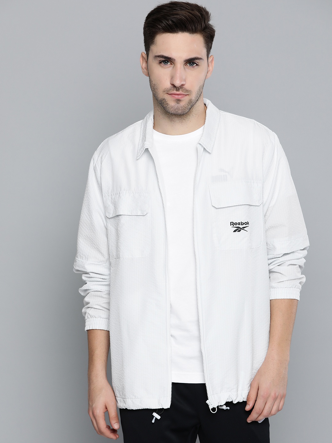 

Reebok Classic Men White Seersucker Summer Track Jacket