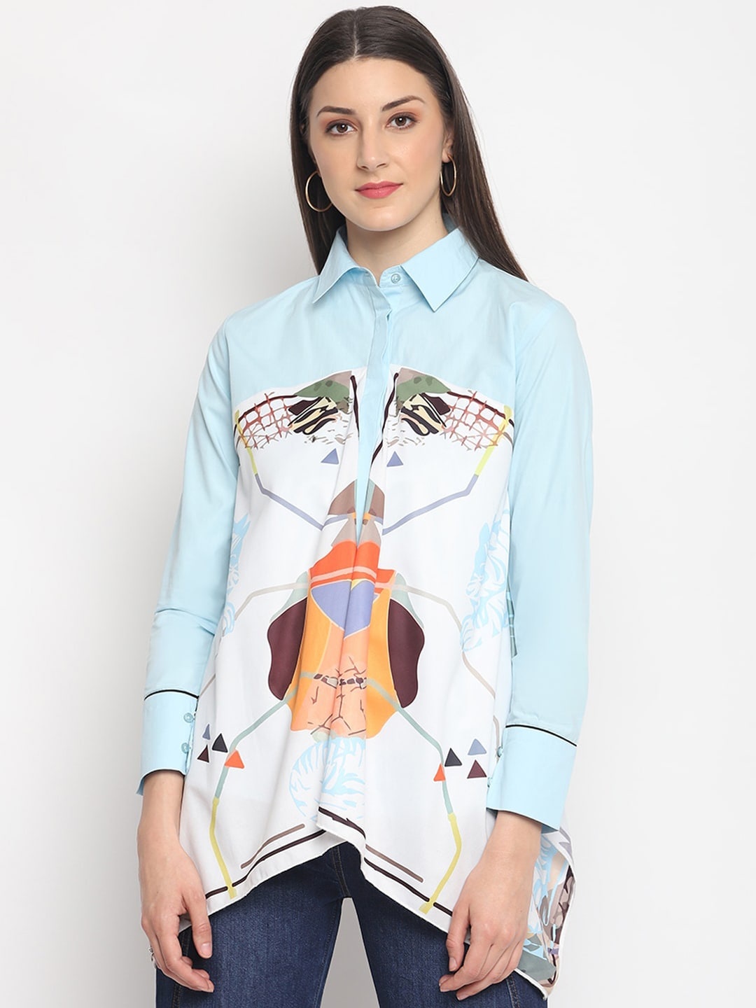 

OTORVA Women Blue Regular Fit Printed Casual Shirt