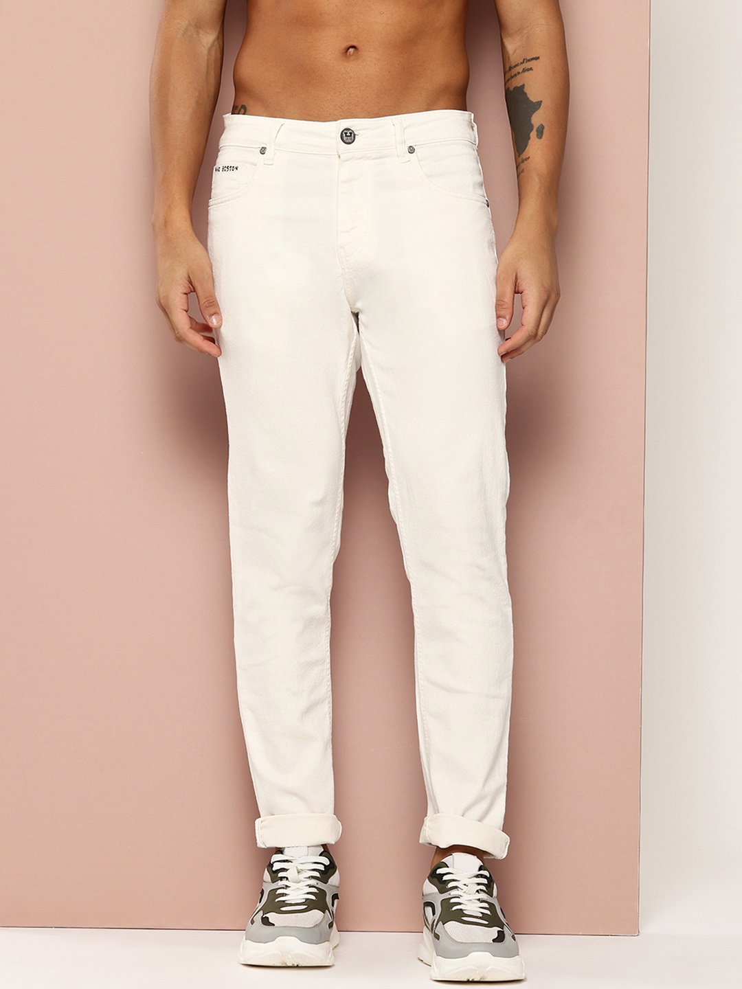 

Harvard Men White Slim Tapered Fit Mid-Rise Clean Look Stretchable Jeans