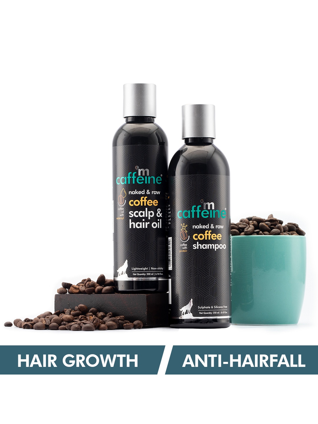 

MCaffeine Sustainable Must-Have Coffee Hair Care Kit-Shampoo & Oil for Hair Fall Control & Hair Growth, Brown