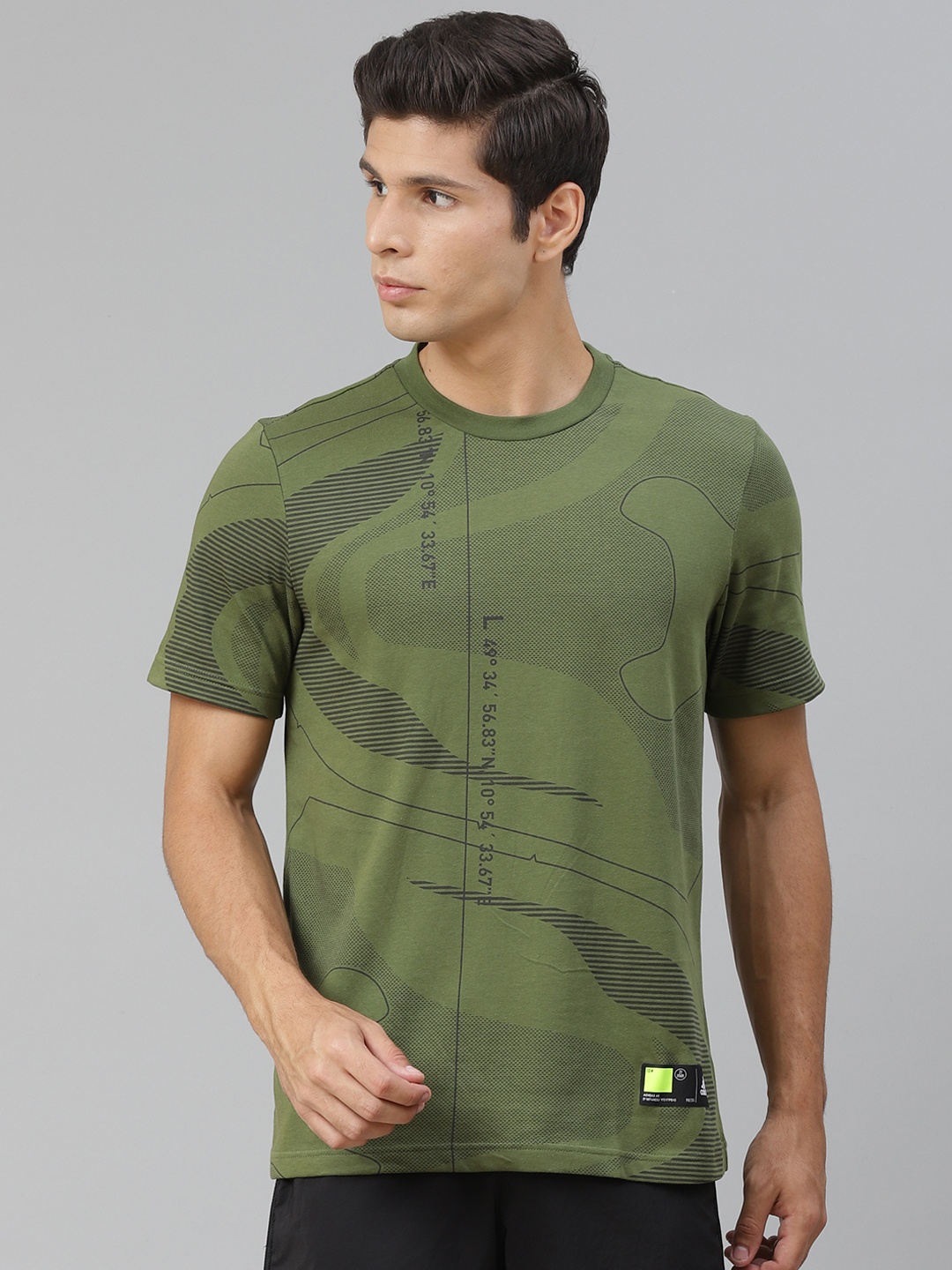 

ADIDAS Men Green & Black Printed Sportswear Footwear Graphic Sustainable T-shirt