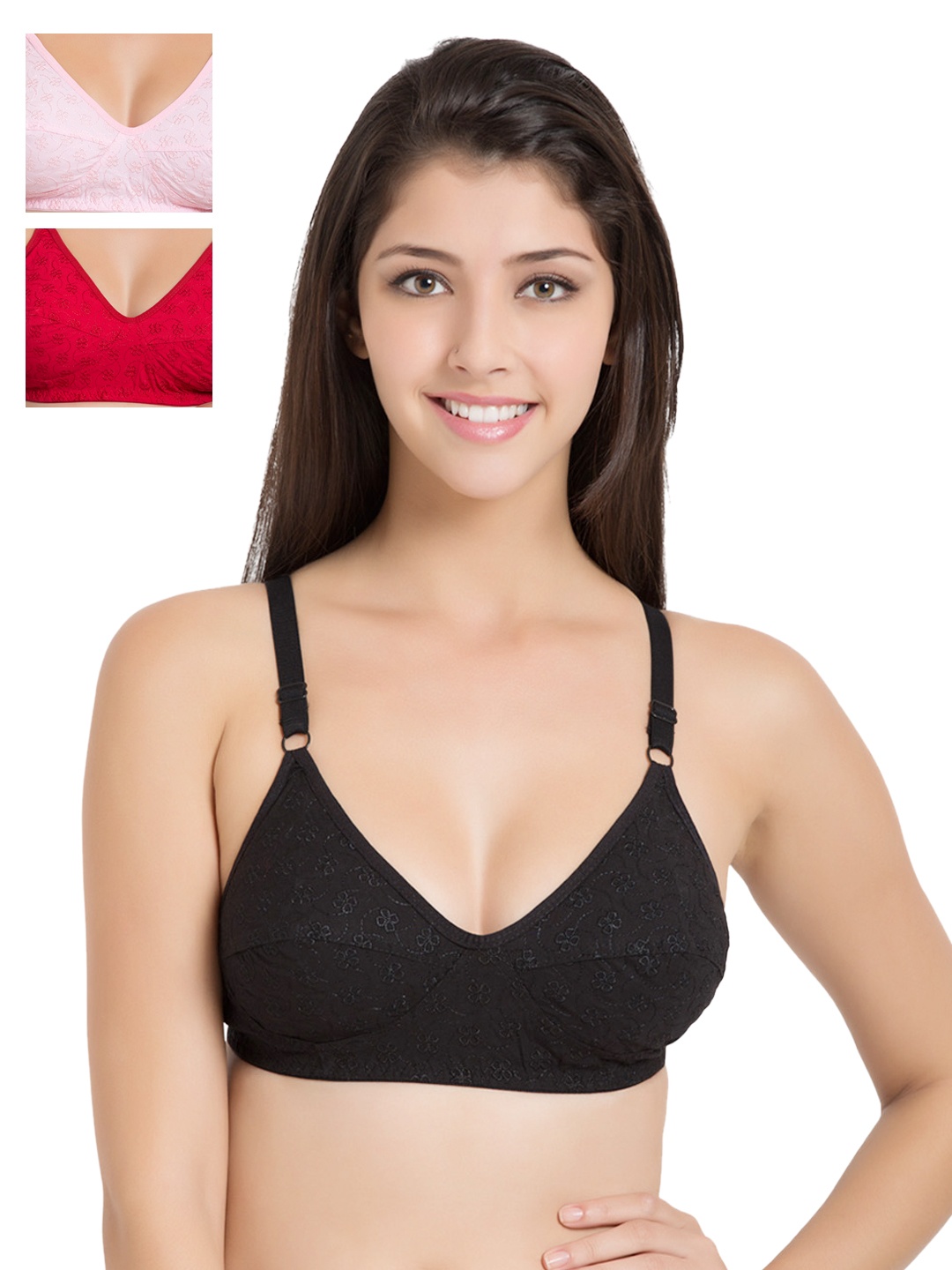 

Souminie Pack of 3 Medium-Coverage Bras SLY-37, Black