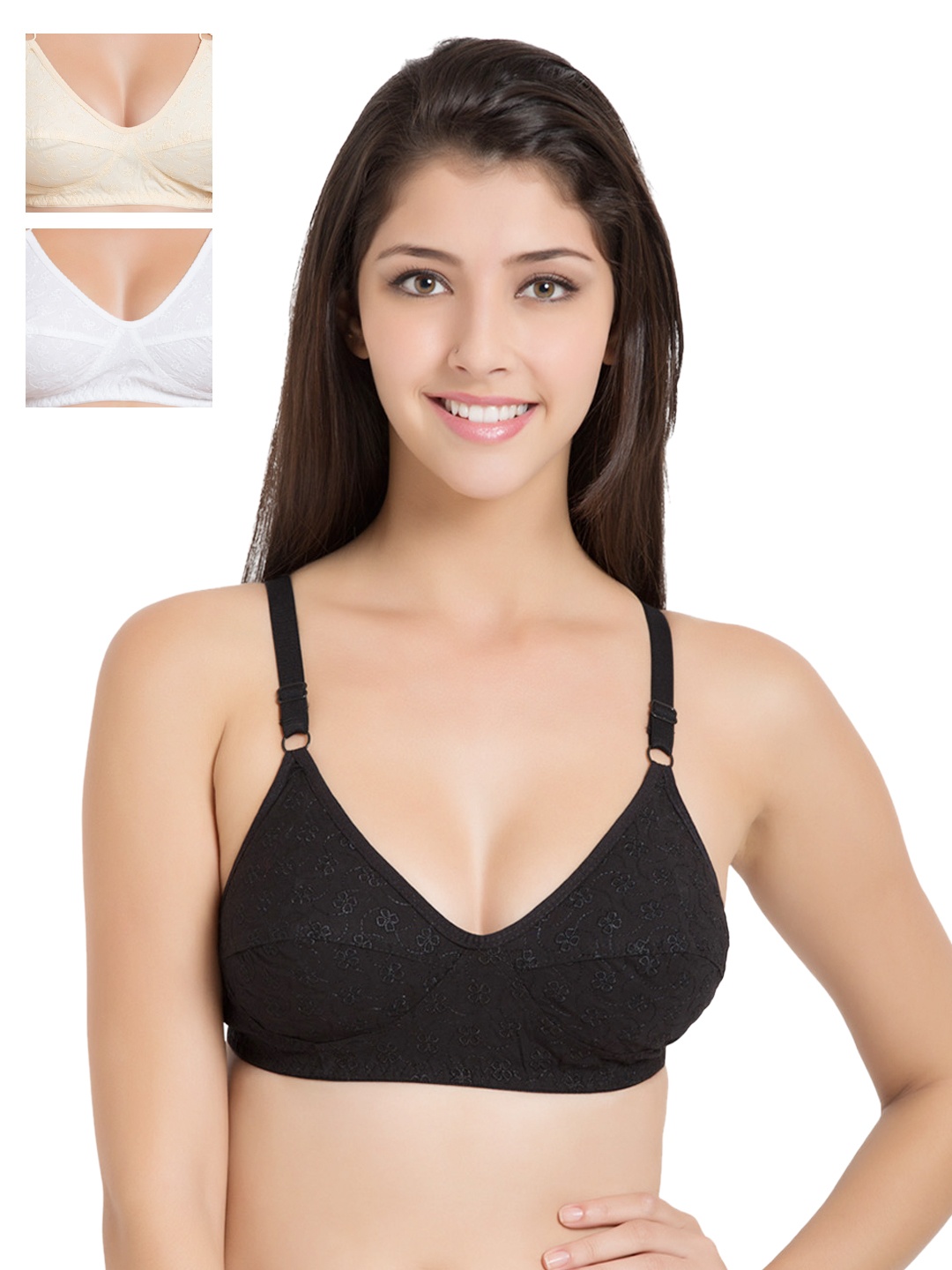 

Souminie Pack of 3 Medium-Coverage Bras SLY-37, Black