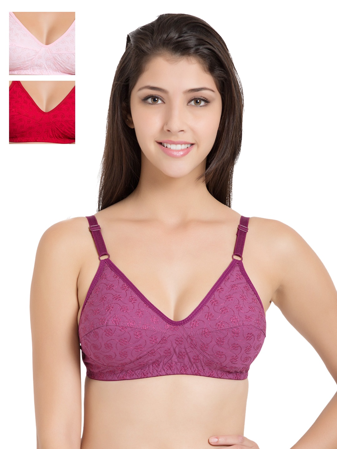 

Souminie Pack of 3 Medium-Coverage Bras SLY-37, Purple