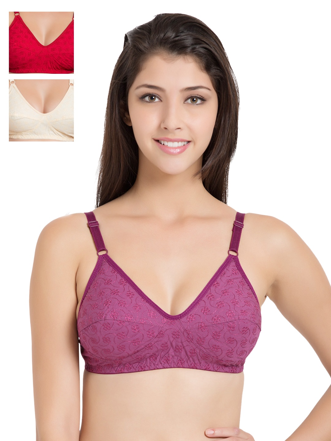 

Souminie Pack of 3 Medium-Coverage Bras SLY-37, Purple