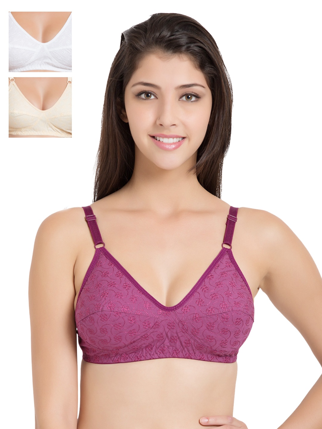 

Souminie Pack of 3 Medium-Coverage Bras SLY-37, Pink