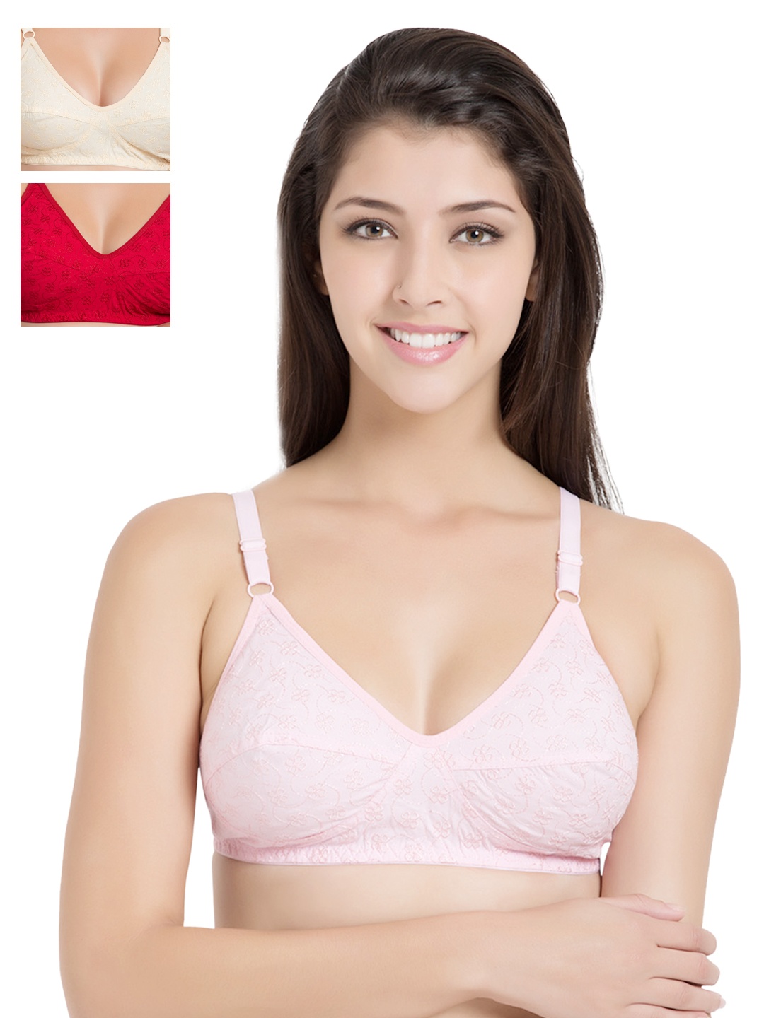 

Souminie Pack of 3 Medium-Coverage Bras SLY-37, Pink