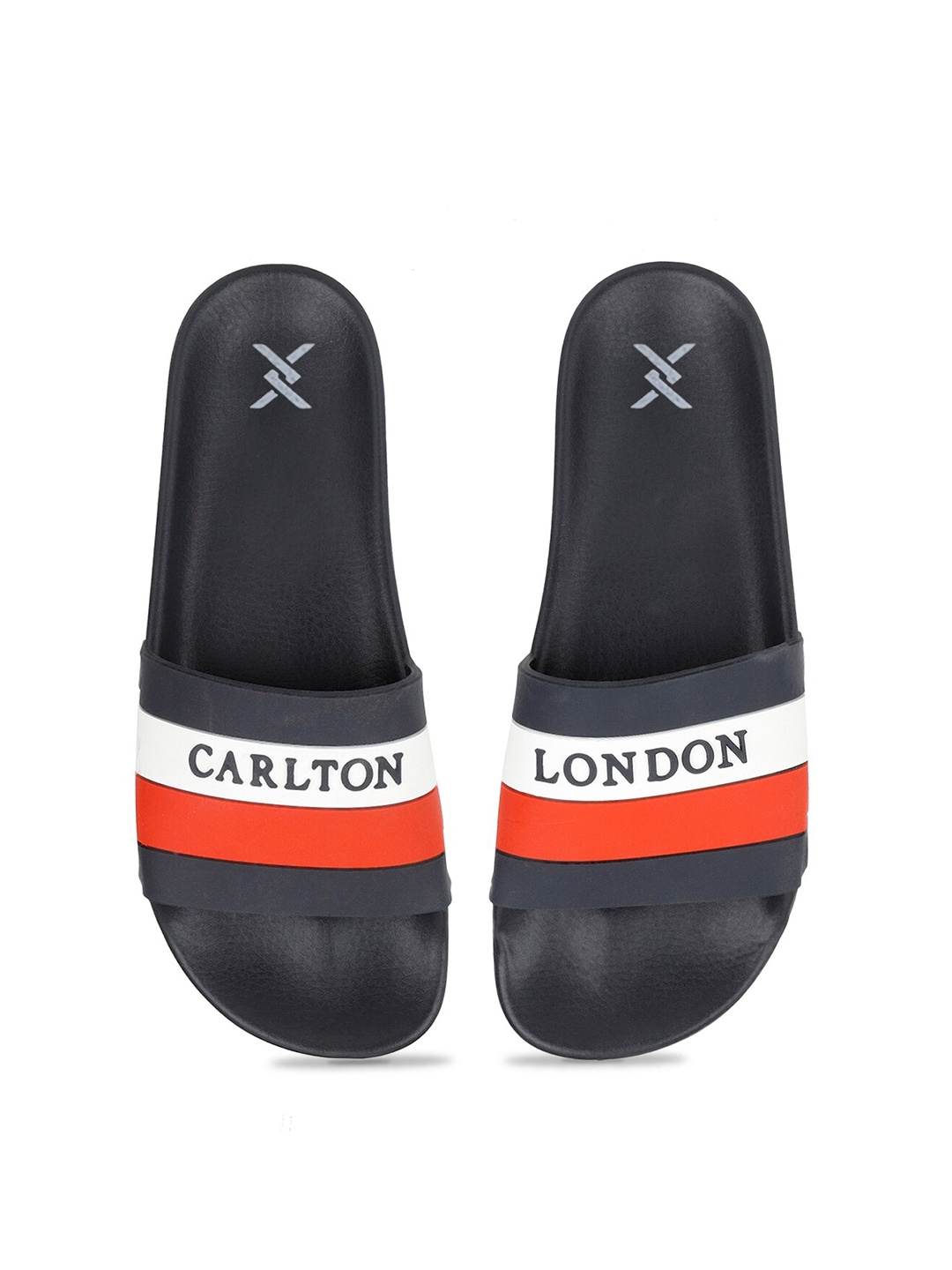 

Carlton London Women Navy Blue & White Striped Sliders