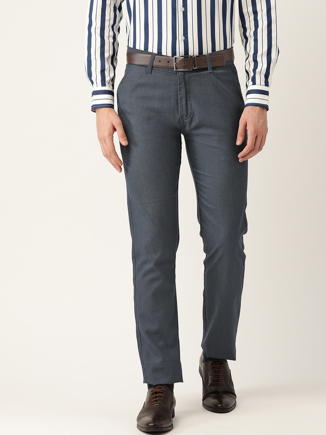 

Hancock Men Charcoal Grey Slim Fit Formal Trousers