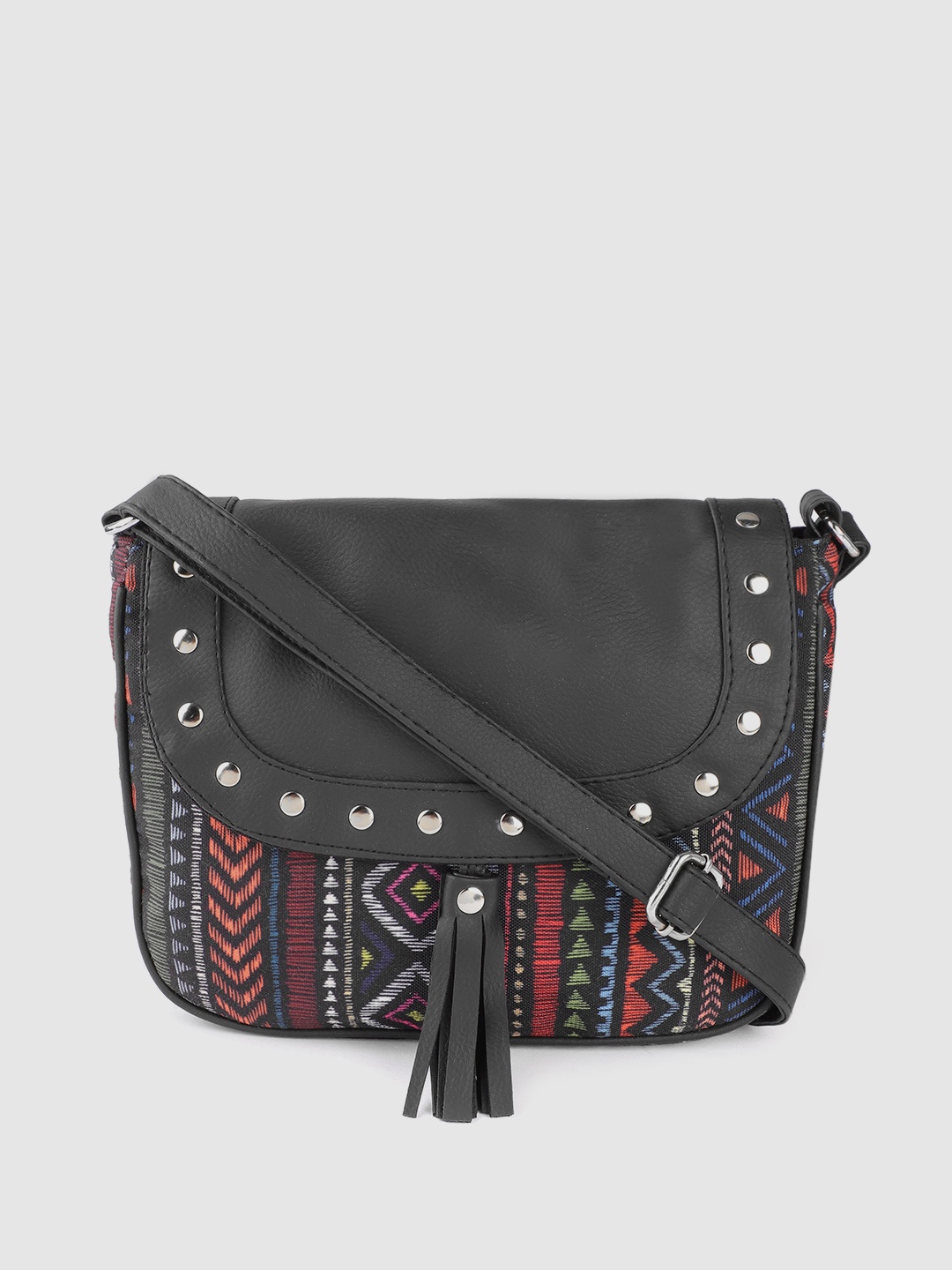 

Anouk Black & Orange Geometric Print Sling Bag