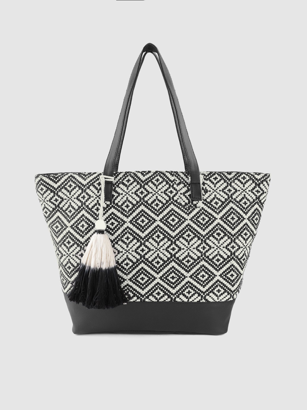 

Anouk Black & White Geometric Jacquard Self Design Shoulder Bag