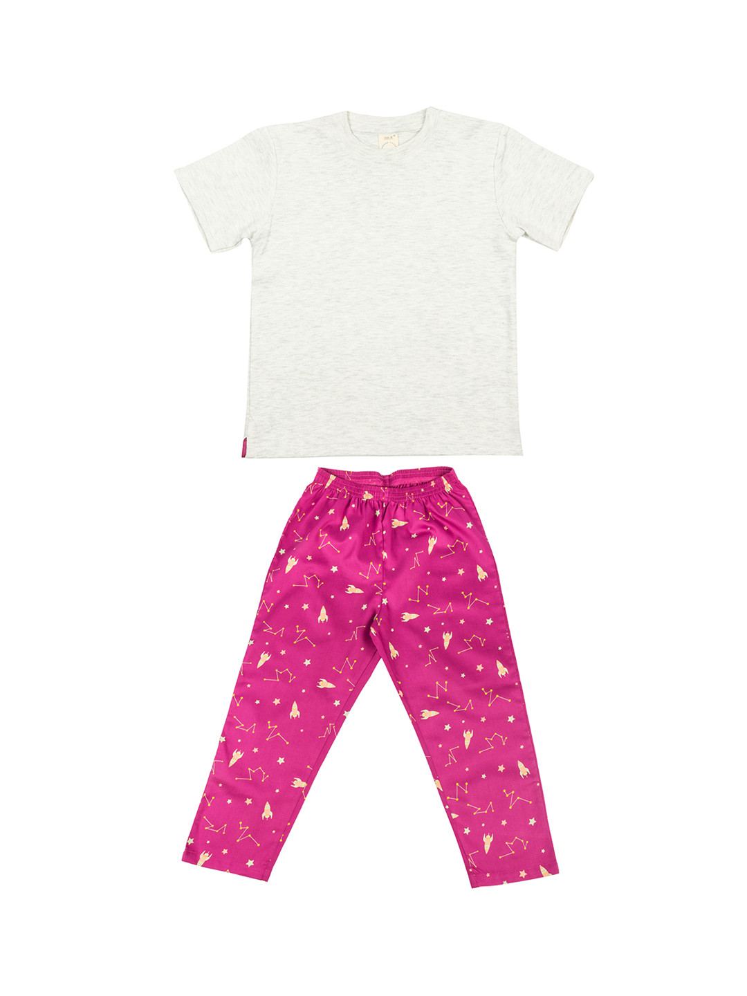 

CASA DE NEE NEE Unisex Kids Pink & Off-White Solid Night suit