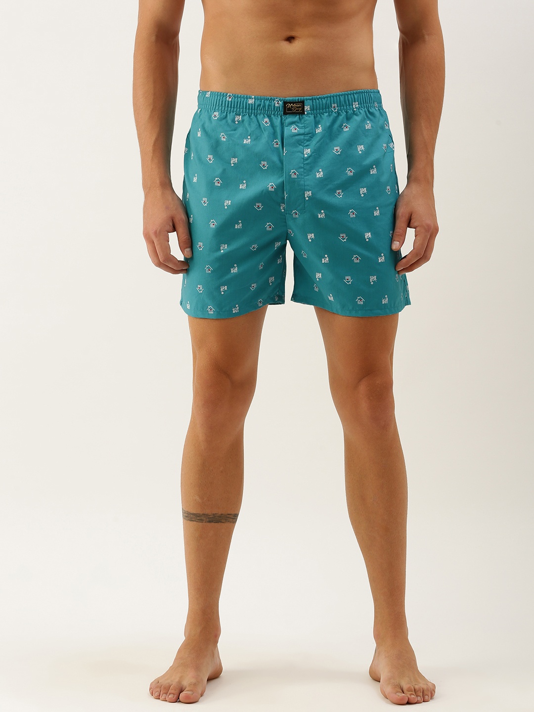 

Urban Dog Men Turquoise Blue Printed Boxers