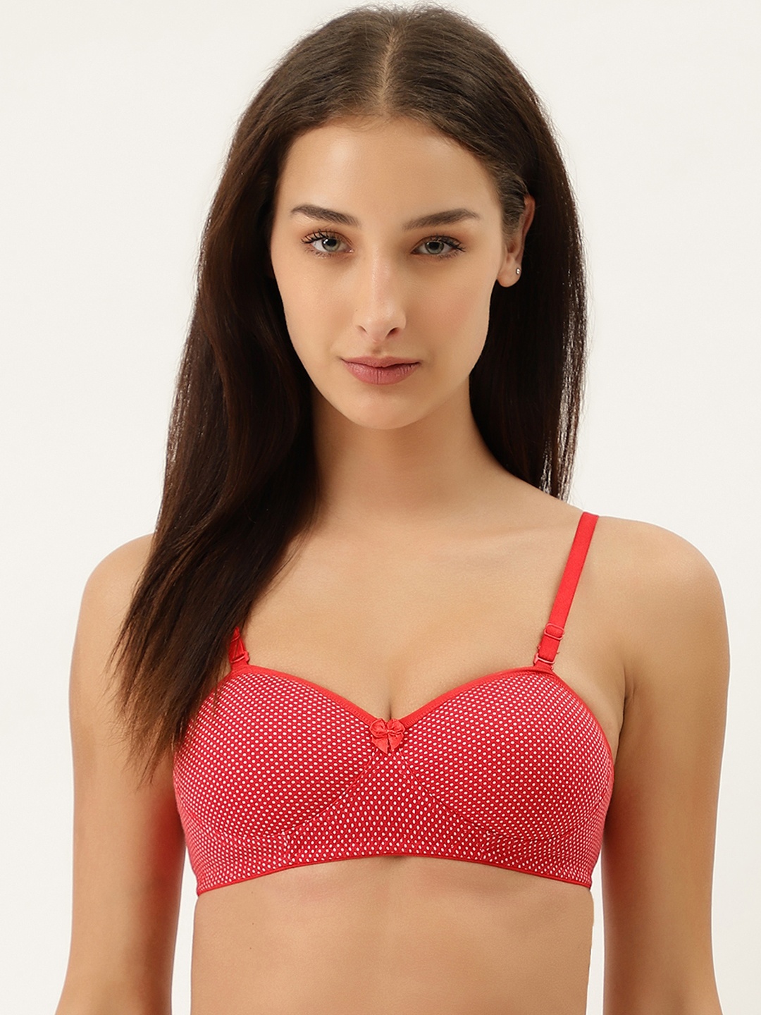 

Lady Lyka Red & Off-White Printed Non-Wired Lightly Padded T-shirt Bra COSTA02