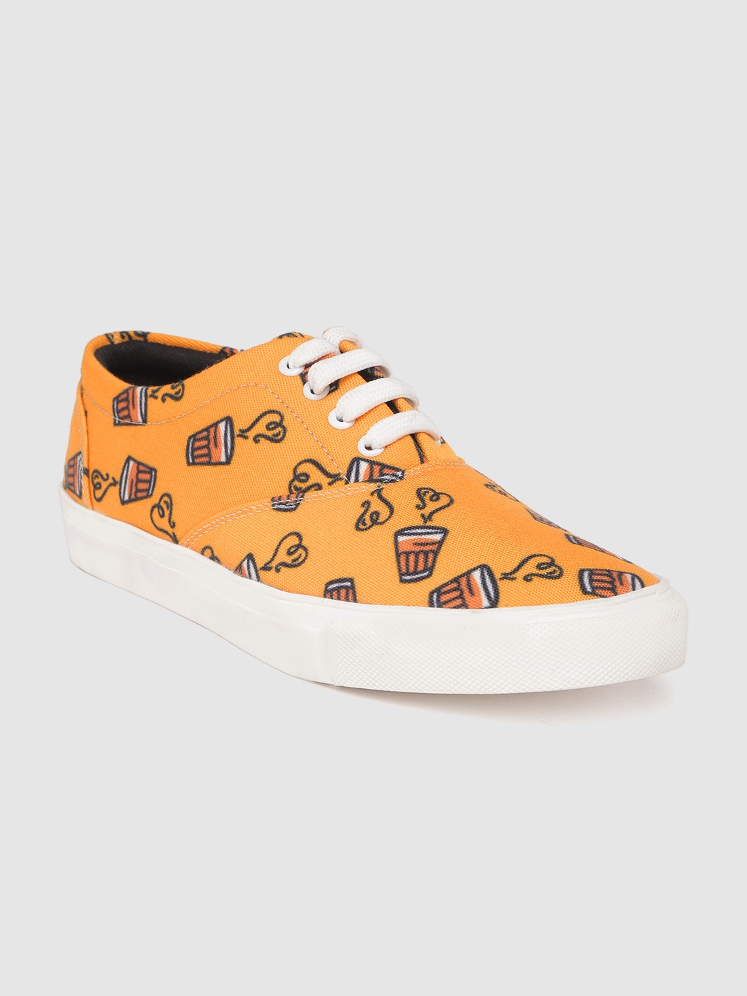 

FF FUNKFEETS Unisex Mustard Yellow Tea Glass Printed Sneakers