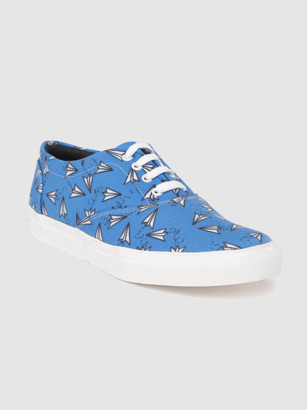 

FF FUNKFEETS Unisex Blue & White Paper Plane Printed Sneakers