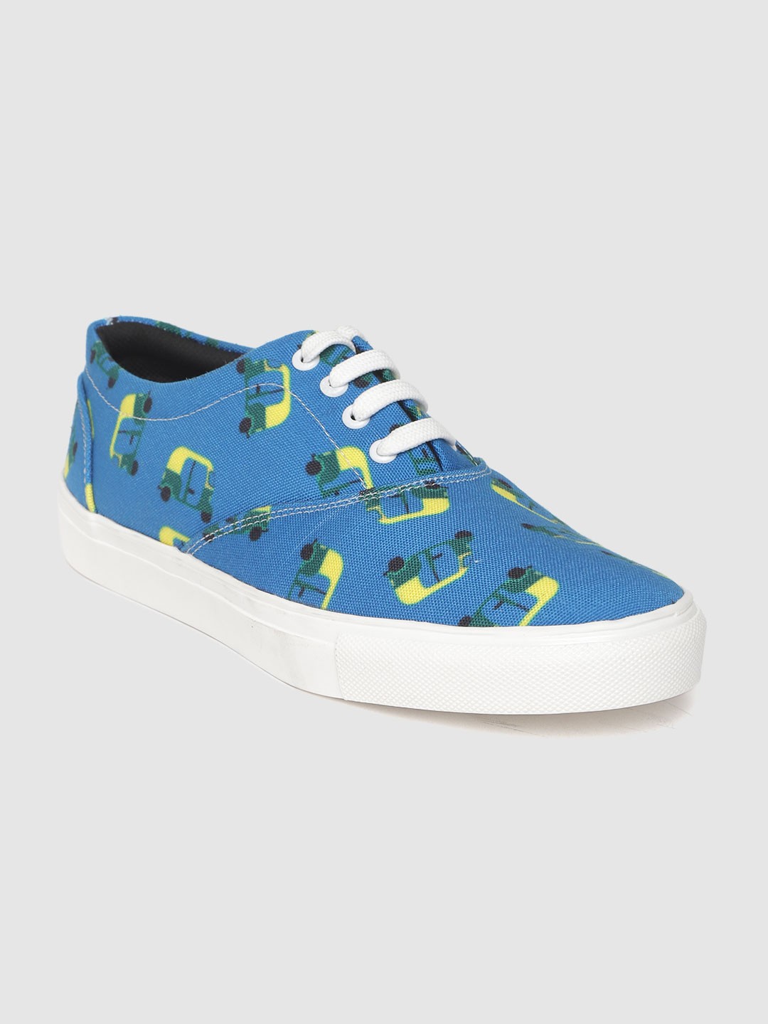 

FF FUNKFEETS Unisex Blue & Green Mumbai Auto Print Sneakers