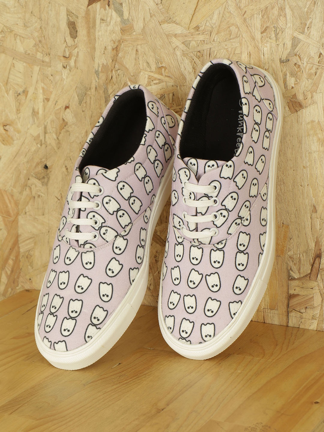 

FF FUNKFEETS Unisex Lavender & White Mini Ghost Print Sneakers