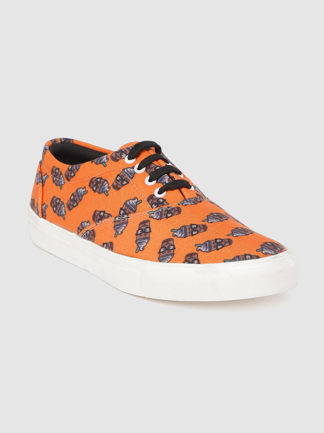 

FF FUNKFEETS Unisex Orange & Grey Conversational Printed Sneakers