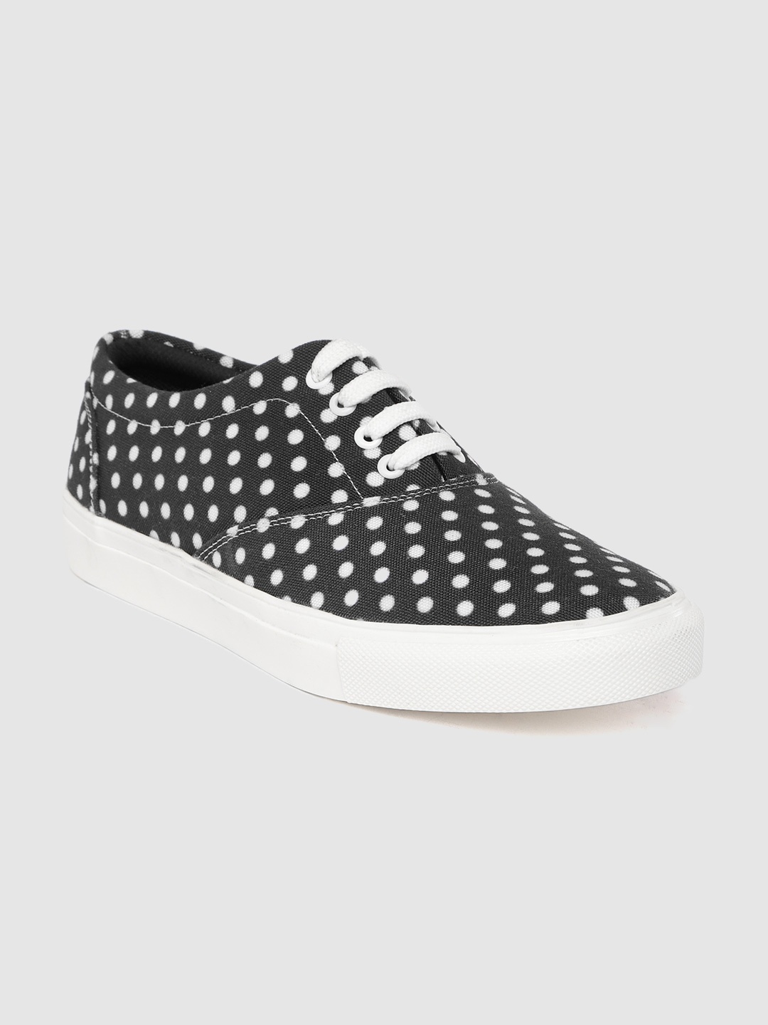 

FF FUNKFEETS Unisex Black & Off-White Polka Dots Printed Sneakers