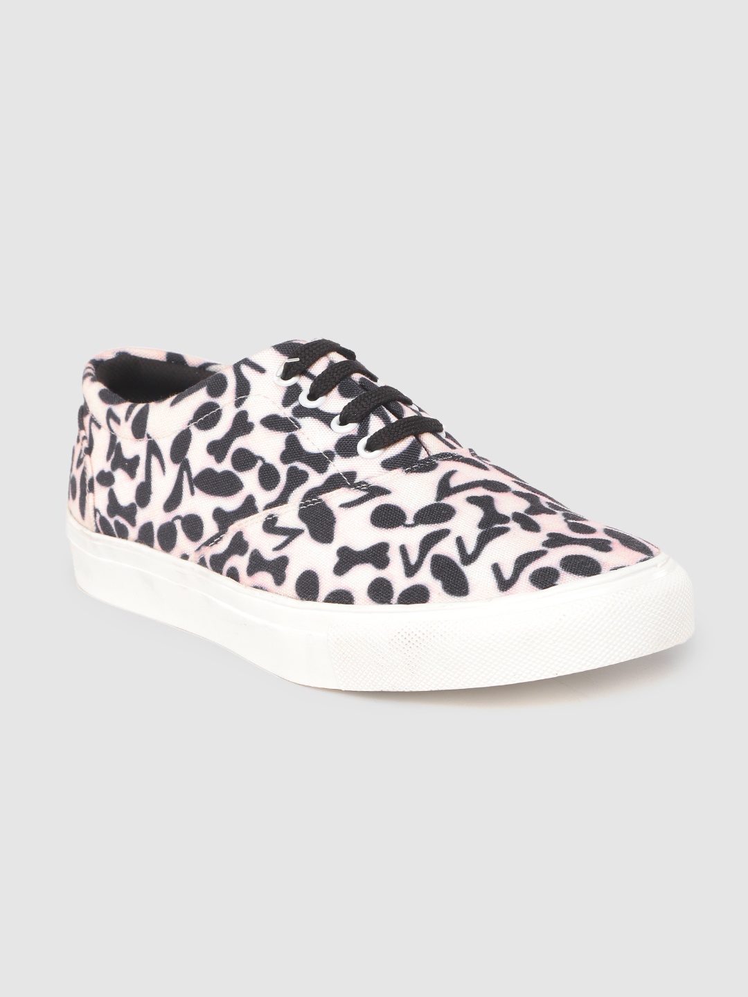 

FF FUNKFEETS Unisex Off-White & Black Abstract Printed Sneakers