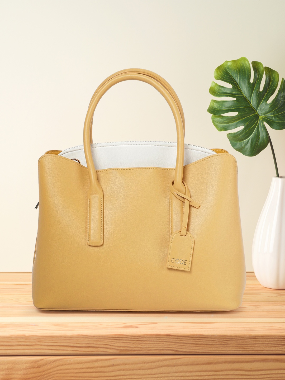 

CODE by Lifestyle Mustard Solid Handheld Bag