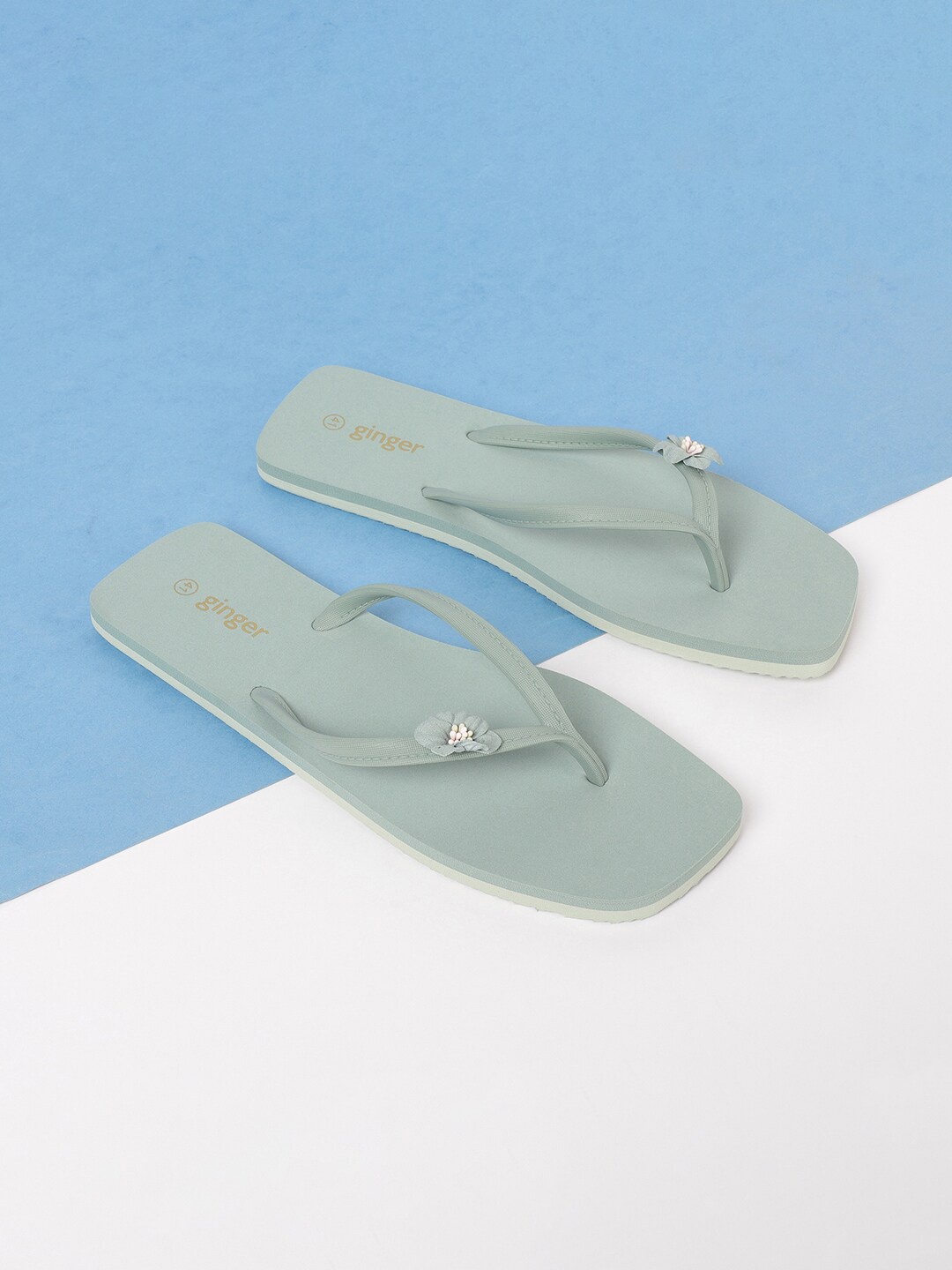 

Ginger by Lifestyle Women Olive Green Rubber Thong Flip-Flops