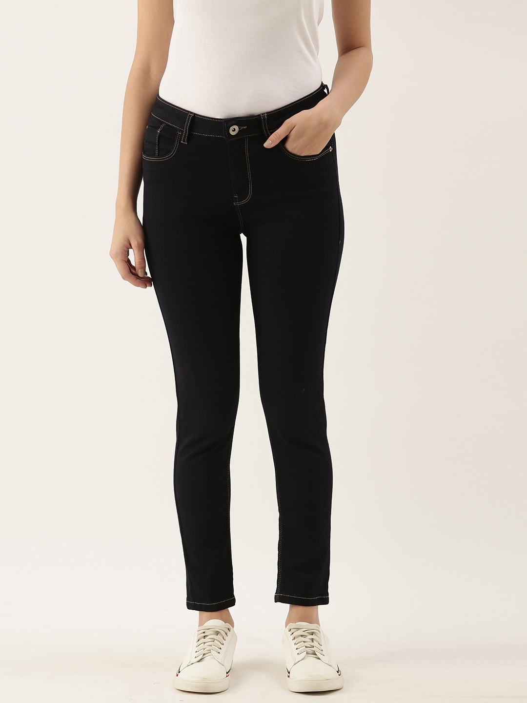 

Flying Machine Women Blue Skinny Fit Mid-Rise Clean Look Stretchable Jeans
