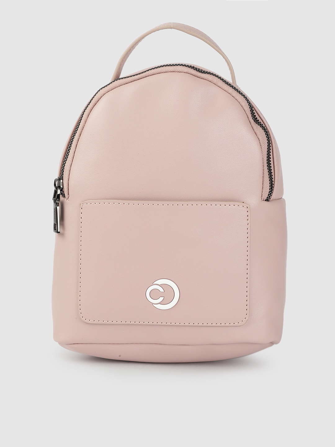 

Caprese Women Pink Solid Leather Backpack