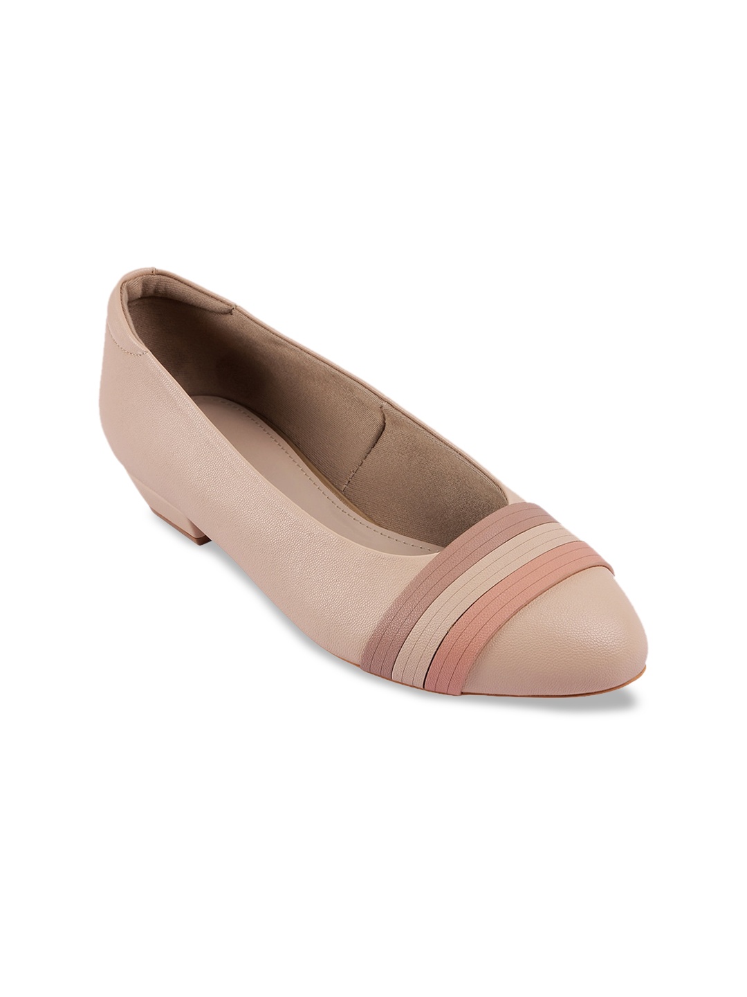 

LEMON & PEPPER Women Cream-Coloured Solid PU Ballerinas