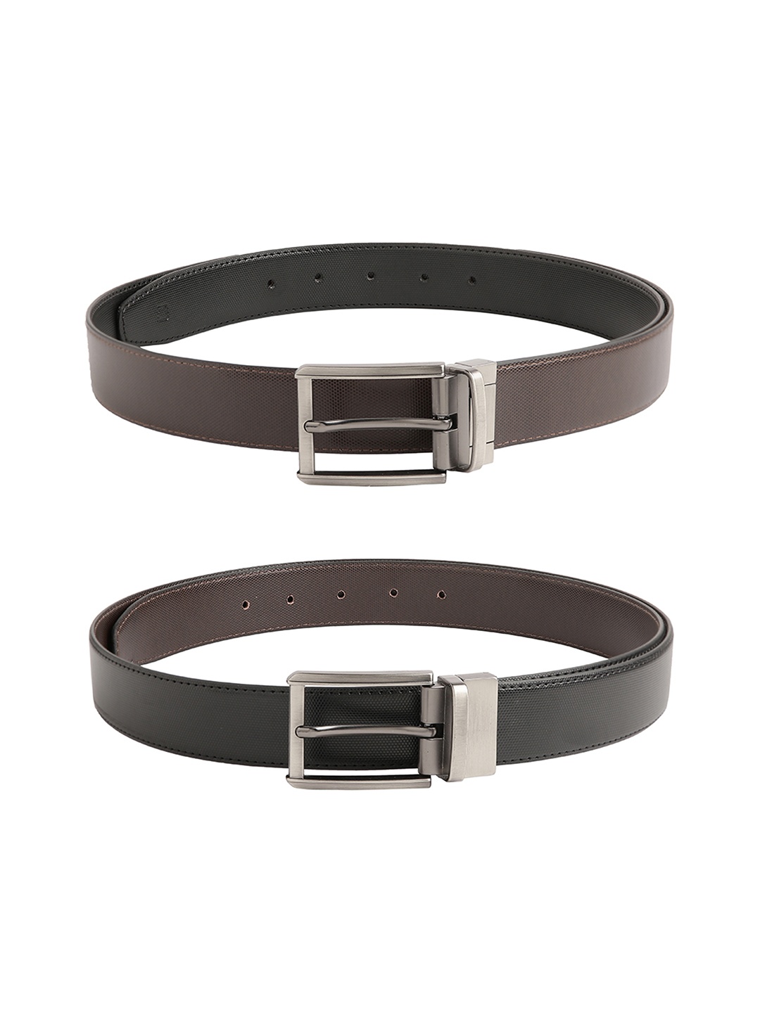 

CRUSSET Men Black & Brown Textured Belt