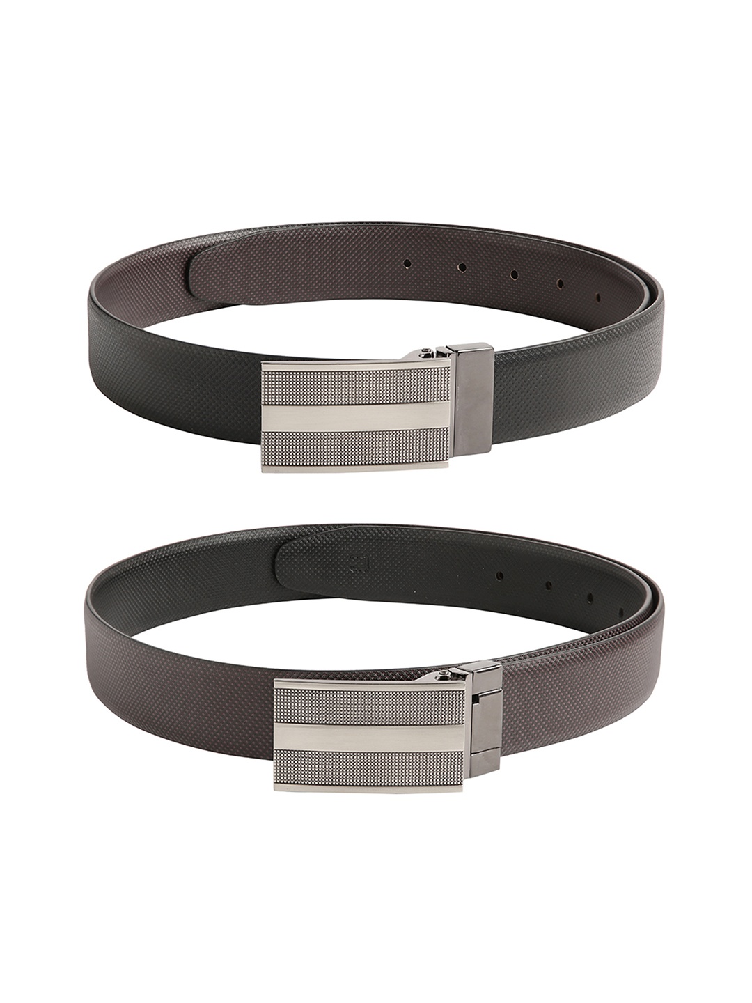 

CRUSSET Men Black & Brown Textured Belt