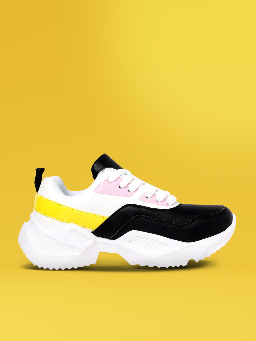 

Kook N Keech Women Black & White Colourblocked Chunky Sneakers