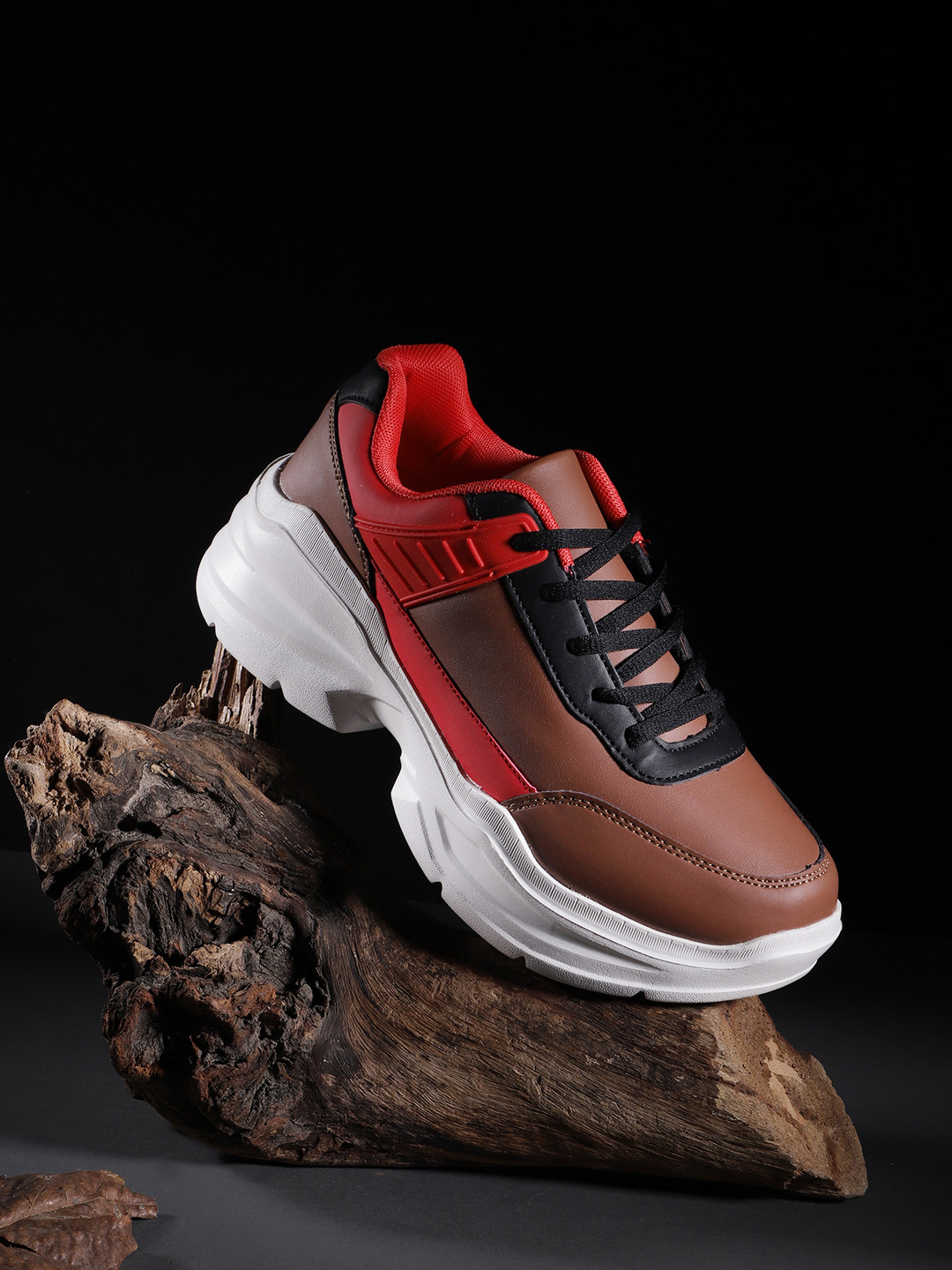 

Roadster Women Brown & Red Colourblocked Sneakers