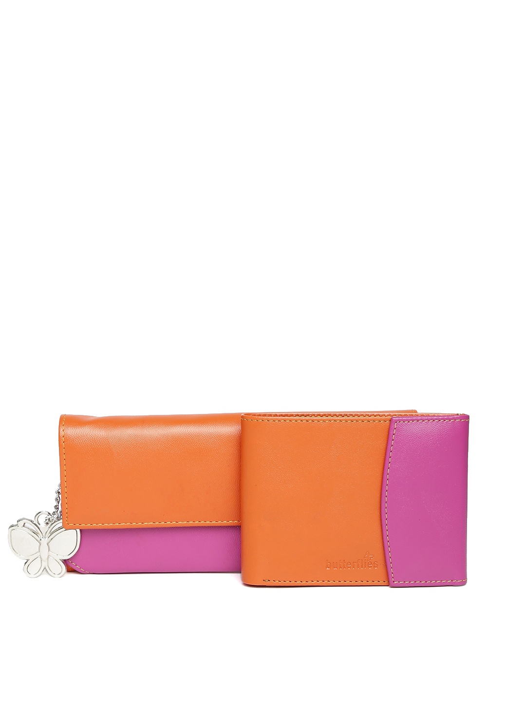 

Butterflies Women Orange & Purple Textured Accessory Gift Set