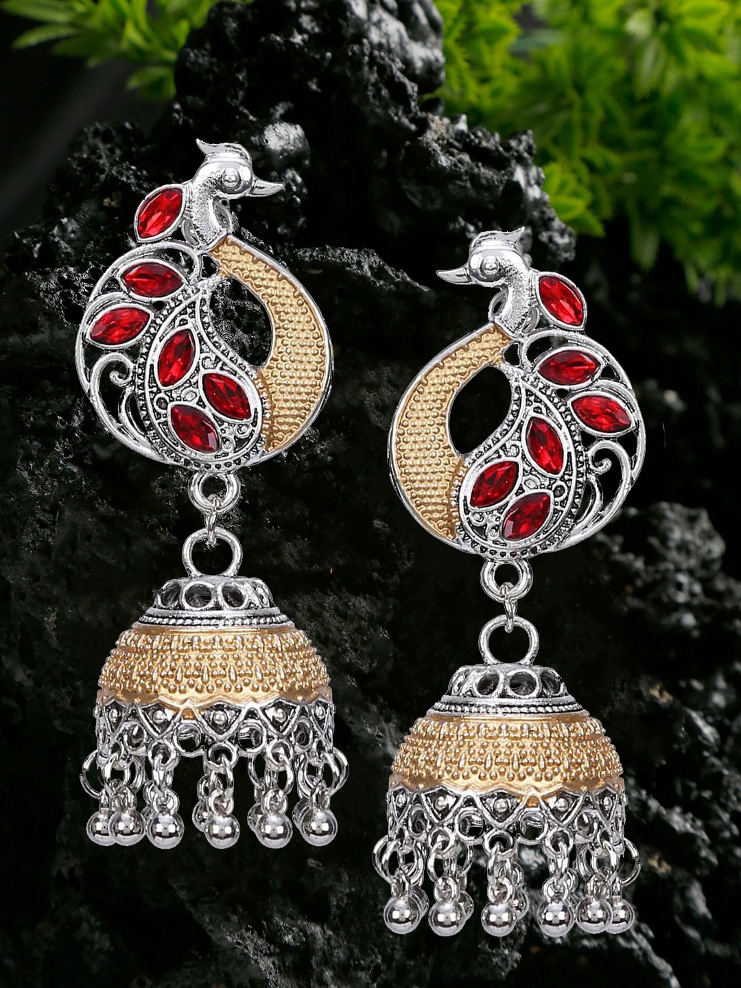 

YouBella Multicoloured Peacock Shaped Jhumkas, Multi