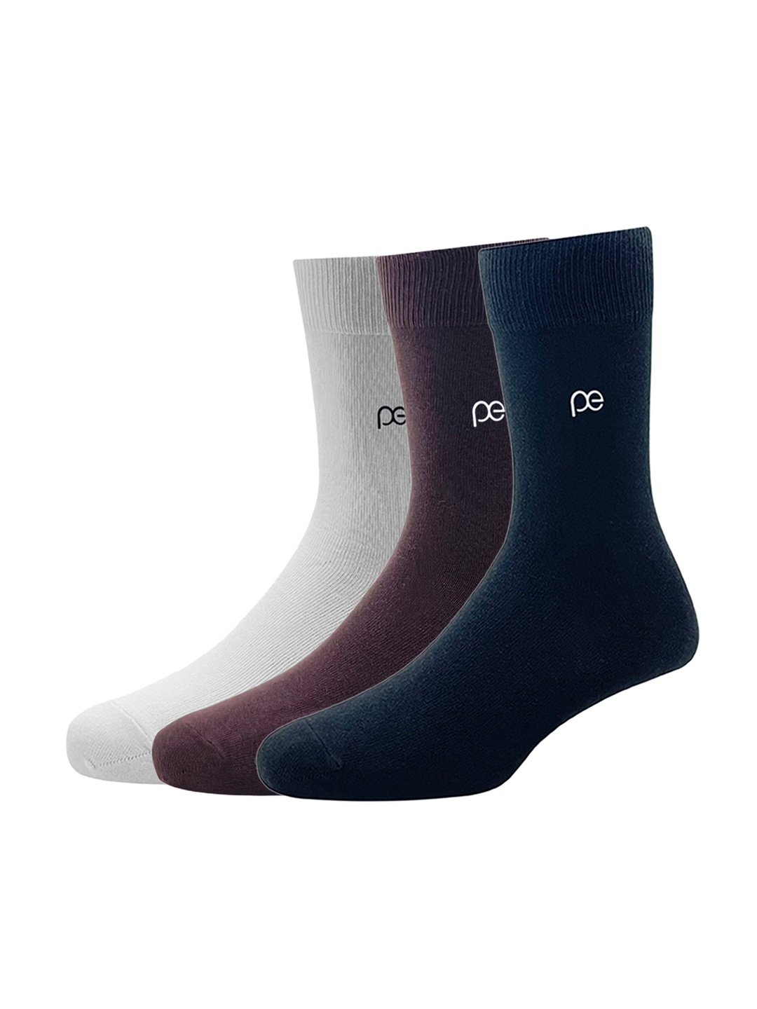 

Peter England Men Pack Of 3 Solid Calf-Length Socks, Brown