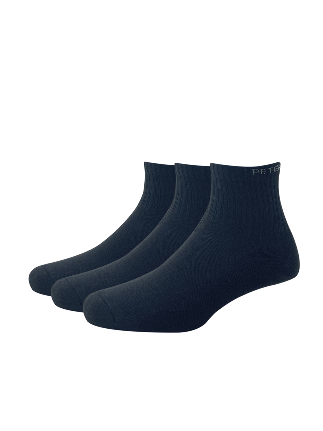 

Peter England Men Pack Of 3 Black Solid Above Ankle-Length Socks