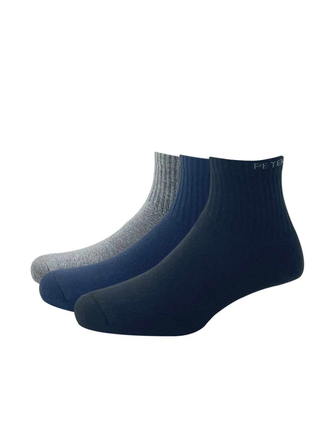 

Peter England Men Pack Of 3 Solid Above Ankle Socks, Black