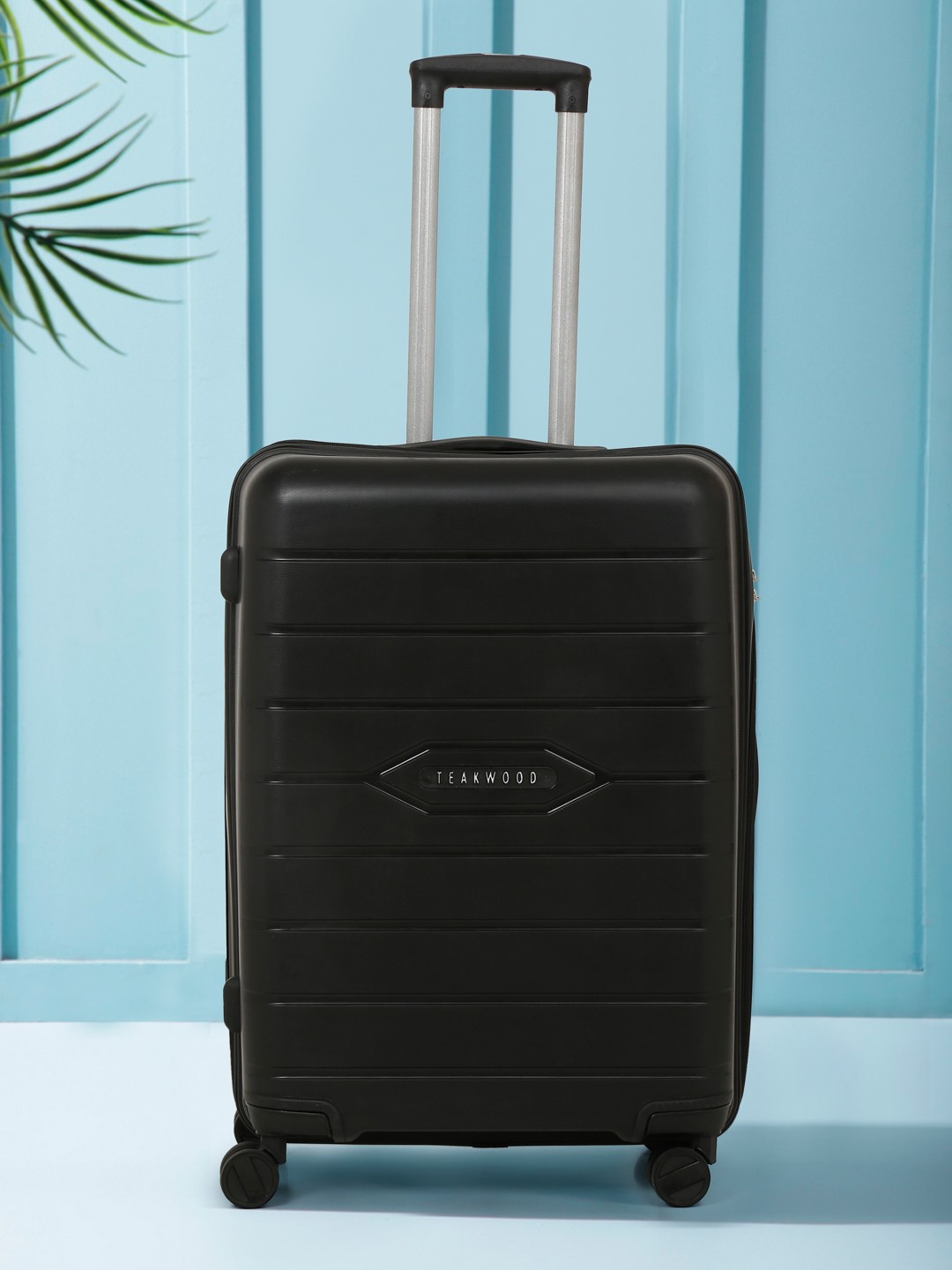 

Teakwood Leathers Vibes Textured Hard Medium Trolley Suitcase - 65 CM, Black