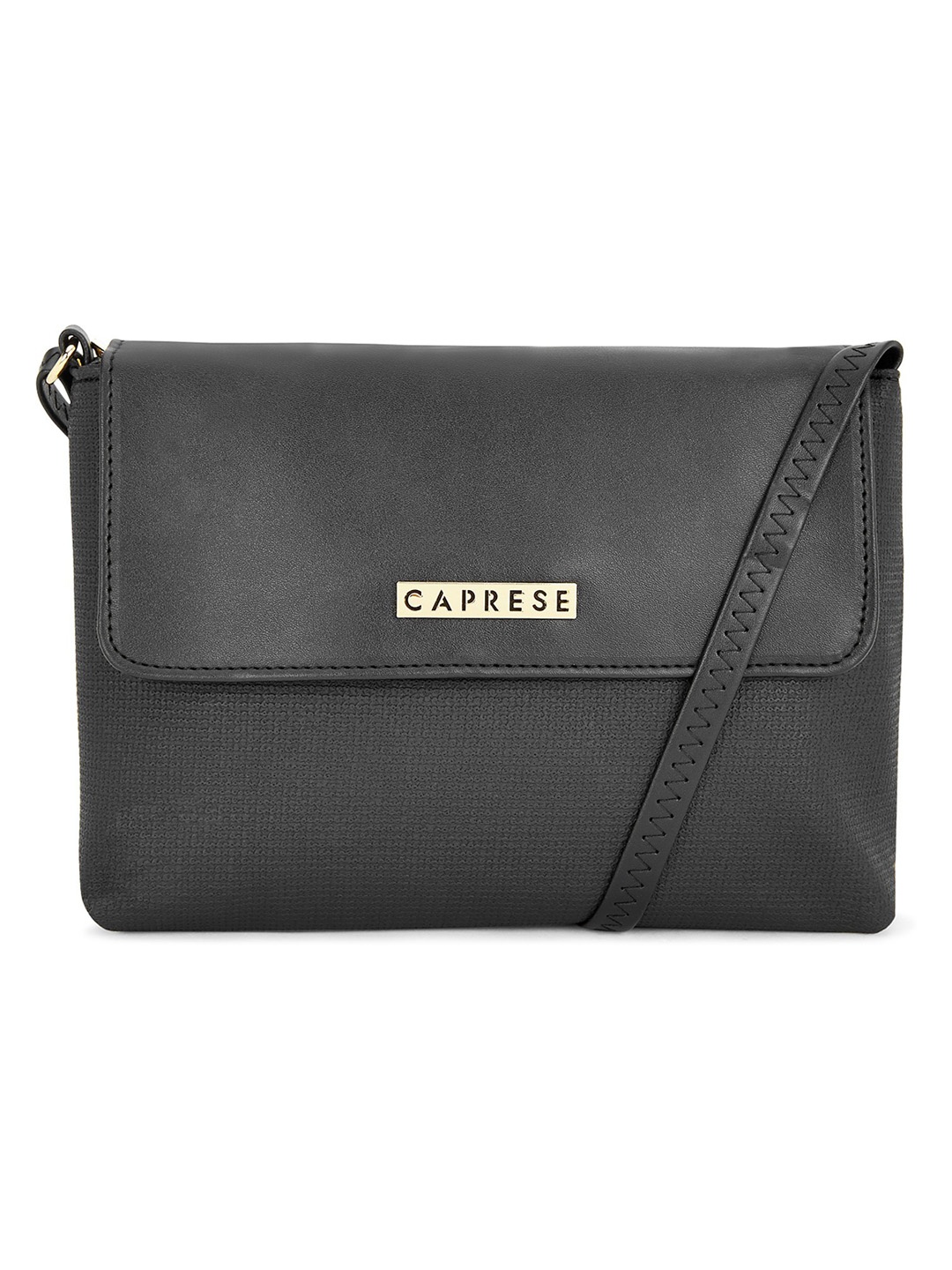 

Caprese Black Textured Sling Bag