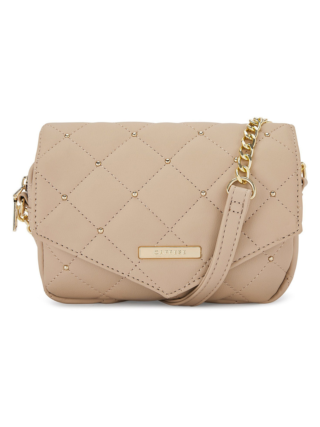 

Caprese Beige Quilted Sling Bag with Non-Detachable Sling Strap