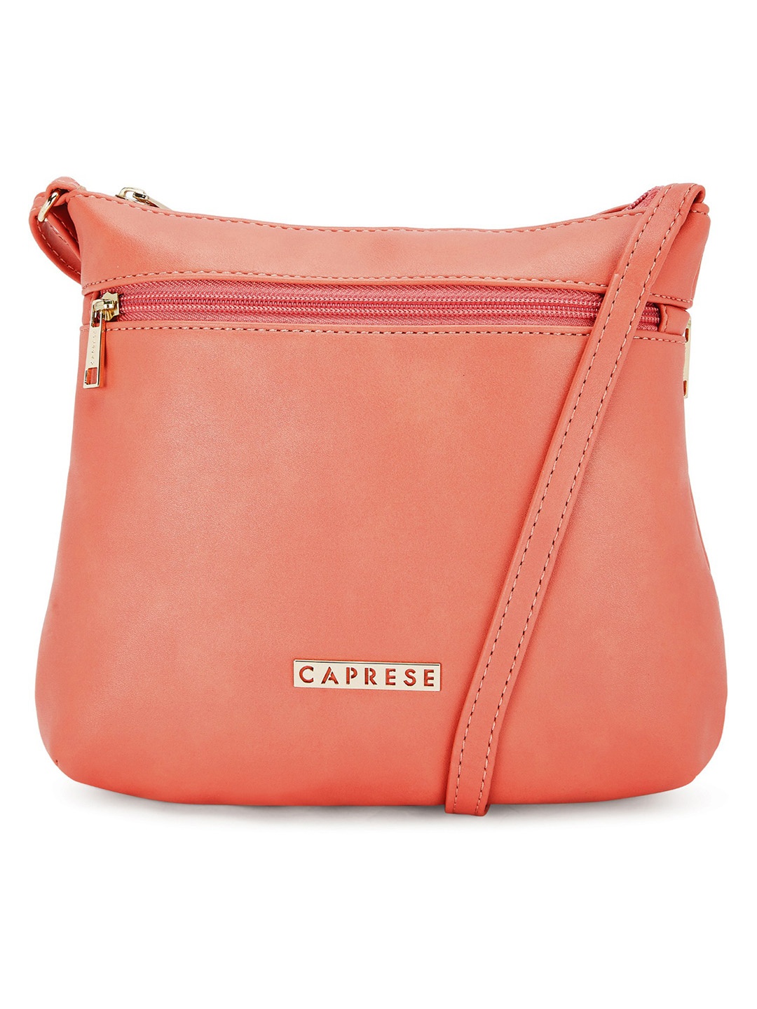 

Caprese Peach-Coloured Solid Sling Bag with Non-Detachable Sling Strap