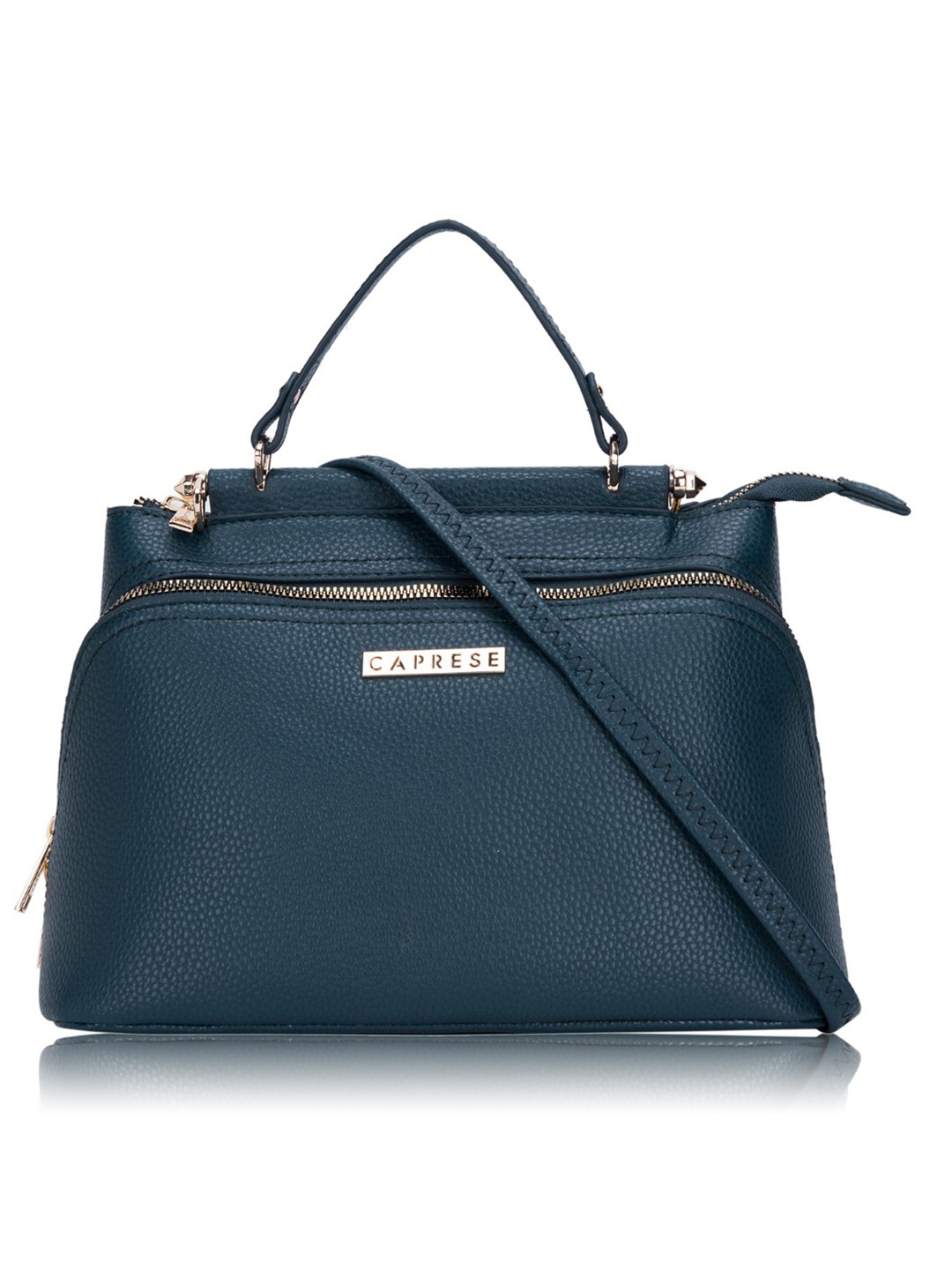 

Caprese Teal Green Solid Structured Handheld Bag