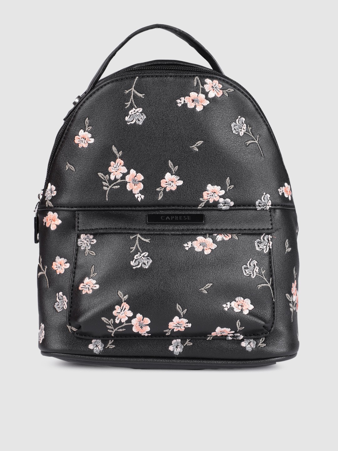 

Caprese Women Black Floral Embroidered BLOOM Leather Backpack