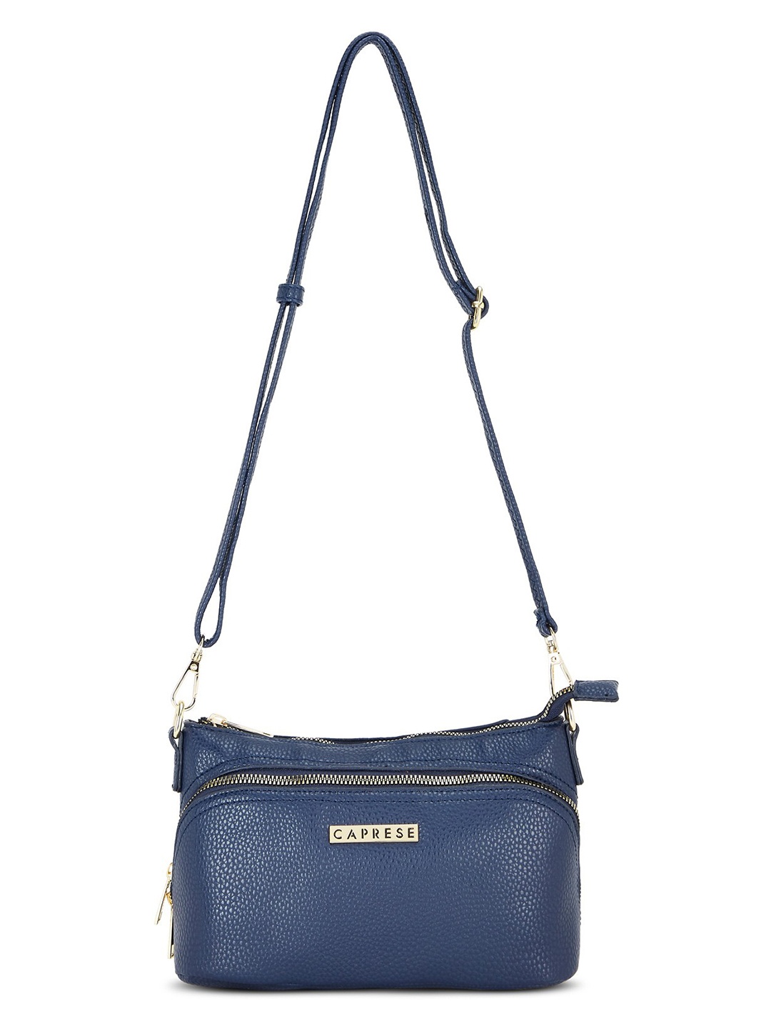 

Caprese Navy Solid Structured Sling Bag, Navy blue