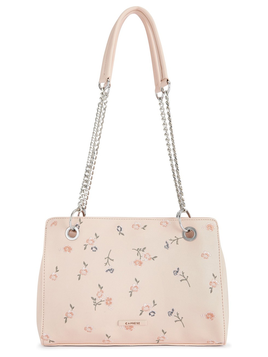 

Caprese Peach-Coloured Floral Embroidered Shoulder Bag