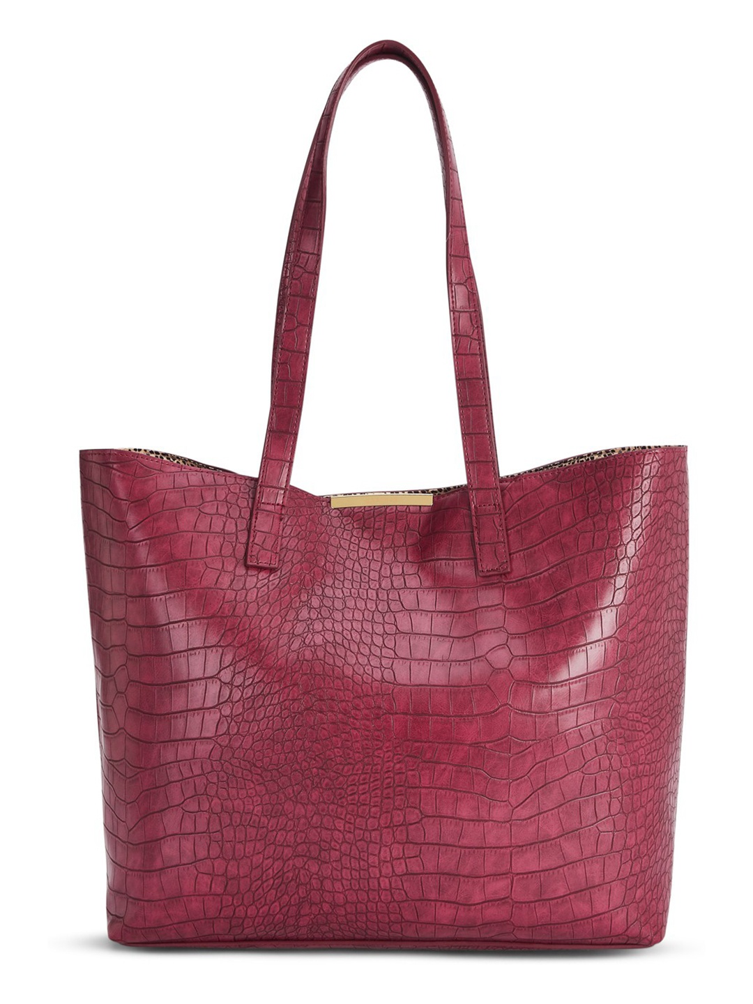 

Caprese Women Maroon Croc Textured Shoulder Bag